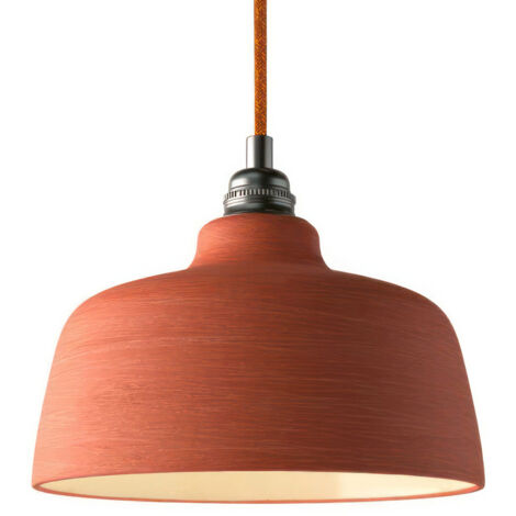 creative cables - Lampe suspendue fabriquée en Italie avec câble textile, abat-jour en céramique Coppa et garniture métallique (1/5)