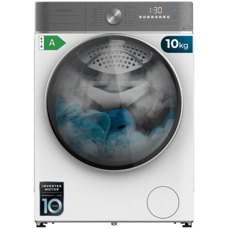Cecotec – Lave-linge 10 kg – 1400 tr/min – Classe A – Moteur Inverter Plus – 16 programmes – Steam Max – Détecteur de charge – Smart wash (1/4)