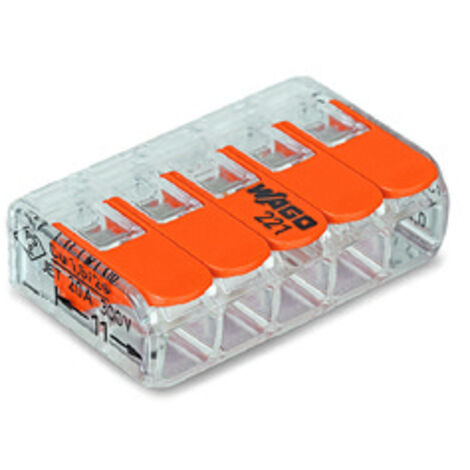 25 Mini Bornes WAGO 5 entrées 0,2-4mm² 221-415 (1/4)