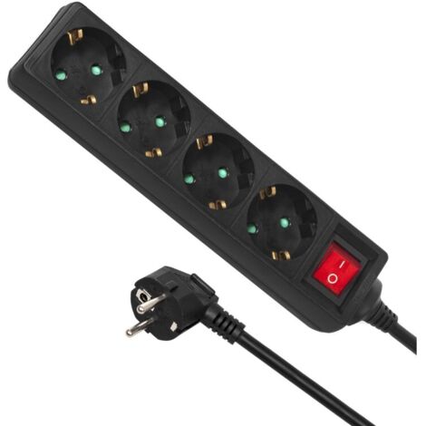Multiprise Maclean, rallonge, 4 prises, interrupteur, 3500W, 3m, type allemand, MCE196G (1/4)