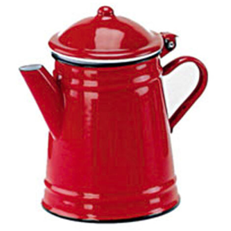 Cafetière italienne conique rouge 1 litre – Acier émaillé vitrifié – Compatible cuisinières électriques et à gaz – 10 x 10 x 20 cm – Ibili (1/2)