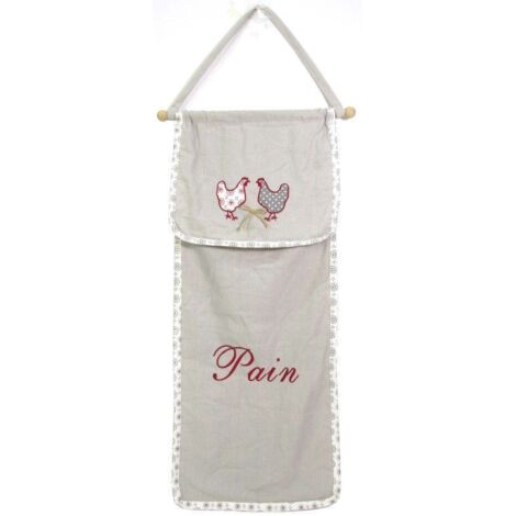 Aubry Gaspard – Huche à pain en coton et lin – Dimensions 68 cm x 28 cm – À suspendre pour gain de place – Motif poules décoratif (1/2)