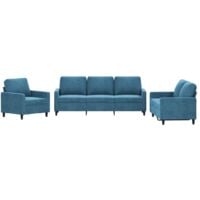 vidaXL Ensemble de canapés 3 pcs avec coussins Bleu Velours
