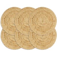 Vidaxl – Lot de 6 napperons ronds en jute naturel 38 cm – Tissés à la main – Résistants et faciles d'entretien – Décoration cuisine unique