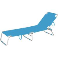 Marbueno Tumbona Plegable Aluminium Bleu 187x58x24 cm