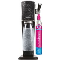 Machine à soda noir marbré – ARTMARBRE – Écologique et manuelle – Bouteille Tritan 1L – Cylindre Quick Connect – Sodastream