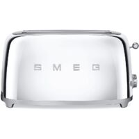 Smeg – Grille-pain 2 fentes TSF02SSEU – Puissance 1500W – Fentes extra-larges 36mm – 6 niveaux de brunissage – Tiroir ramasse-miettes amovible