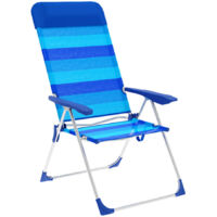 Marbueno Chaise Pliante Rayures Bleu 5 Positions Confort