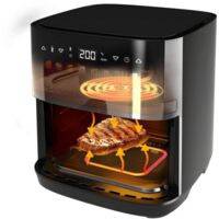 Cecotec – Friteuse à air 8L 2200W – Double résistance pour cuisson uniforme – Grill et plaque à pizza – 8 menus automatiques