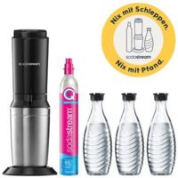 Machine à soda Sodastream CRYSTAL 3.0 – Acier inoxydable noir – Capacité 0,7 L – 3 carafes en verre incluses – Cartouche CO₂ Quick Connect