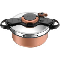 SEB – Autocuiseur 5L effet cuivre – 2 en 1 faitout et autocuiseur – Compatible induction – Système d'ouverture facile – Application mobile 350 recettes