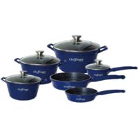 Northix Ensemble de casseroles bleu 10 pièces marbre