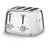 Smeg – Grille-pain 4 tranches TSF03SSEU – Puissance 2000W – Finitions inox – 6 niveaux de brunissement – Tiroir ramasse-miettes amovible
