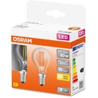 Osram LED Sphérique Pack de 2 Ampoules Transparentes 4W