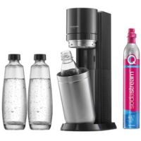 Machine à soda Sodastream Duo – Gazéification d'eau sans électricité – Design compact en acier inoxydable – 2 bouteilles lavables