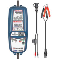 Chargeur de batterie moto TM220 – Optimate 5 bleu – Charge, teste et maintient batteries 12V AGM, GEL, EFB, STD – Compact et étanche – Tecmate