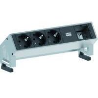 BACHMANN Bachmann DESK2-3xSchuko & 1xEmpty Power Strip - ALU -, 902.400 (Power Strip - ALU - w/Child Protection - INOX (MAS0802000) - INCL. Holding Flanges)