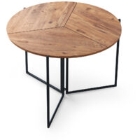 Cotecosy – Table extensible ronde en pin atlantique – 4 places – 100 x 100 x 72 cm – Surface mélaminée résistante aux rayures