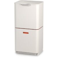 Poubelle à déchets et à recyclage Totem Max de Joseph Joseph - 60 L, modèle vertical avec deux compartiments de 30 L, bac amovible de 3 L, filtre anti-odeurs remplaçable, couleur pierre