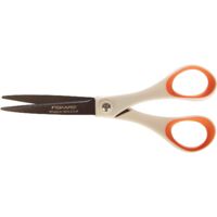 Fiskars – Ciseaux universels 18 cm – Lame titane antiadhésive pour coupe nette – Poignées ergonomiques Softgrip – Pour papier et tissus