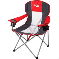 Aktive Silla Plegable Camping XL Rouge et Gris