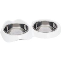 Gamelle pour chat - CATIT - PIXI - 2 x 200 ml - Double - Gamelles amovibles en acier inoxydable - Blanc