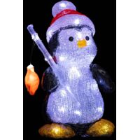 Déco lumineuse Pingouin Pêcheur 30 LED Blanc froid H 25 cm - Feeric Christmas