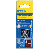 Blister de 50 Rivets Ø4.8x12mm Alu+Drill 5000388 Rapid