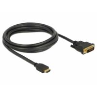 Câble de raccordement Delock HDMI / DVI Fiche mâle HDMI-A, Fiche mâle DVI-D 24+1 pôles 2 m noir 85654 blindage triple, contacts dorés Câble HDMI Y460353