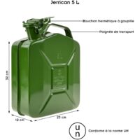 Oxid7 Jerrican Métal 10 Litres Rouge - Homologué ONU Essence Diesel Bioéthanol