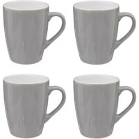 Lot de 4 mugs en faïence - Gris - 38 cl - Livraison gratuite