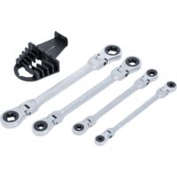 Bgs Technic – Jeu de clés à cliquet doubles pliables E6-E24 – Acier chrome-vanadium – Articulation flexible – Denture fine 72 dents – 4 pièces