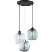 Tk Lighting Elio lampe suspension transparent bleu graphite