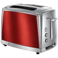 Russell Hobbs 23220-56 Grille-Pain, Toaster Luna, Cuisson Rapide, Contrôle Brunissage, Réchauffe Viennoiserie Inclus - Rouge