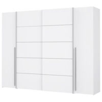 Les Tendances – Armoire 2 portes battantes et 2 portes coulissantes – Blanc mat – L 270,3 x P 61,2 x H 210 cm – 8 tablettes et 2 tringles à habits