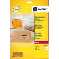 Etiquettes adresses laser 199,6 x 289,1 mm Avery L7567-25 - transparentes - Pochette de 25