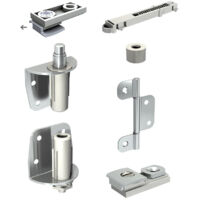 Mantion – Kit de fixation rail de porte coulissante 5305 – Supports métalliques rectangulaires – Finition argentée – Charge maximale 100kg