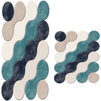 WELLHOME Lot de 2 tapis de salle de bain BLEU, 1 pièce 50x60 - 1 pièce 60X100 cm