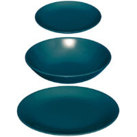 Ensemble de vaisselle bleue 18 pièces – Assiettes plates ø26 cm, ø21 cm, ø20 cm – Résistant et durable – Compatible lave-vaisselle et micro-ondes – Secret De Gourmet
