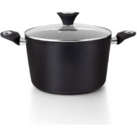 Orbegozo CFH 3024 Casserole en aluminium forgé, 6 L, surface antiadhésive, poignée froide, couvercle en verre trempé, sans PFOA
