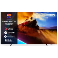 Philips – TV OLED 65 pouces 164 cm 4K UHD Ambilight – Design gris métal – Expérience immersive – Idéal pour salons modernes