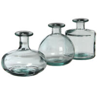 Bouteille décorative en verre transparent – Ø14cm x 12cm – Coloris variés