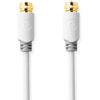 Satellite antenna cable f male f male gold plated 75 ohm single shell protection 500 m round pvc white carton avec fenetre