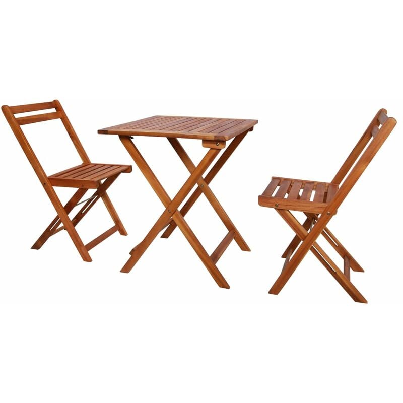 Set De Mesa y sillas bistro vidaxl madera maciza acacia cojines comedor exterior conjunto duas una plegable 3