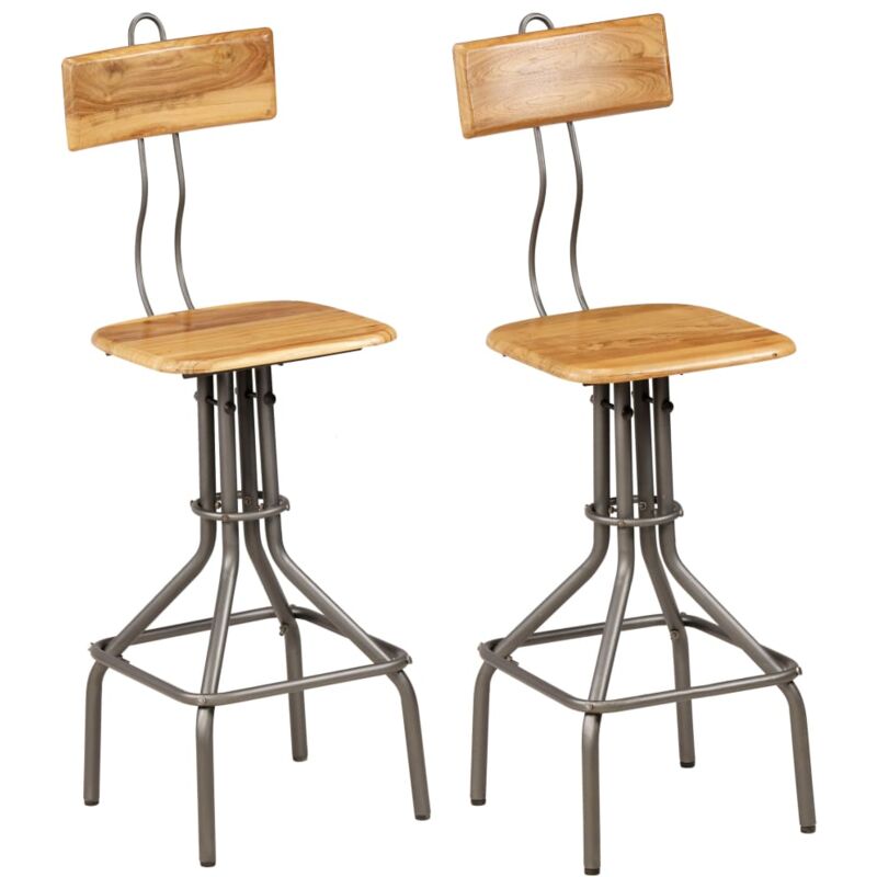 Conjunto 2 Sillas de bar vidaxl madera teca recuperada maciza taburetes cocina unidades