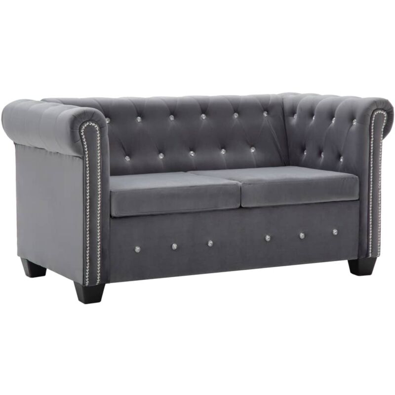 Sofá chesterfield de 2 plazas de terciopelo 146x75x72 cm gris vidaXL