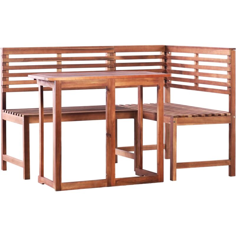 Conjunto Duas Sillas madera y una mesa de exterior vidaxl acacia maciza banco esquina set bistró 2 pzas muebles