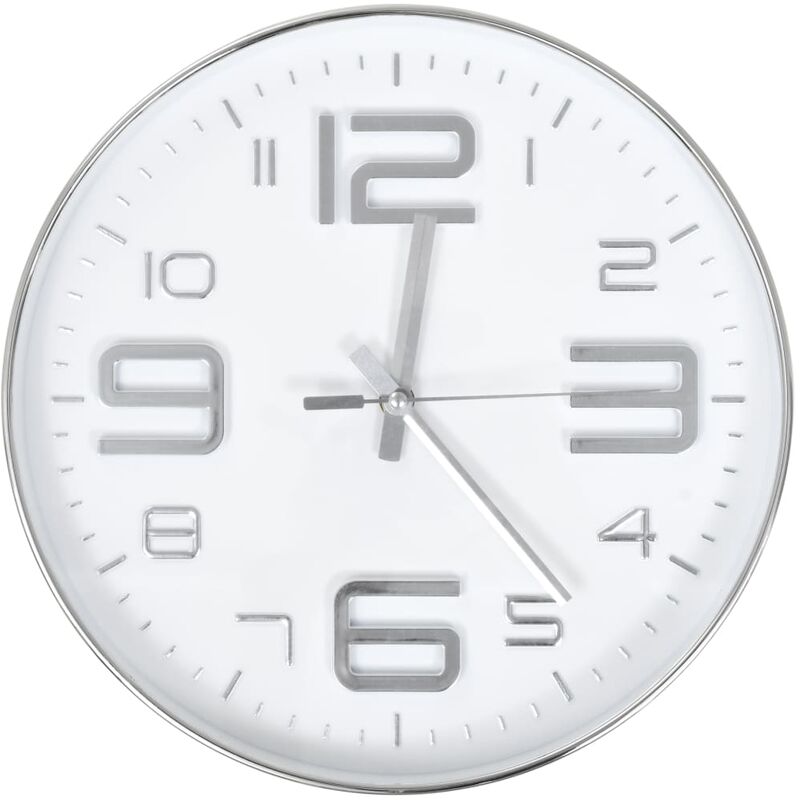 Reloj De Pared 30 cm plateado vidaxl blanco redondo moderno cuarzo agujas cocina baño