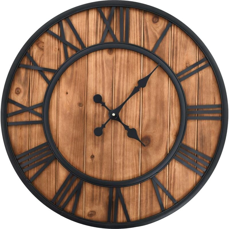 Reloj De Pared vidaxl vintage movimiento cuarzo madera metal 60 cm xxl