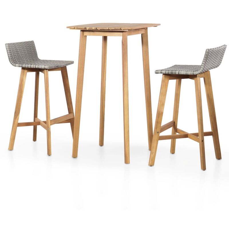 Set mesa y sillas de bar 3 pzas madera maciza acacia vidaXL